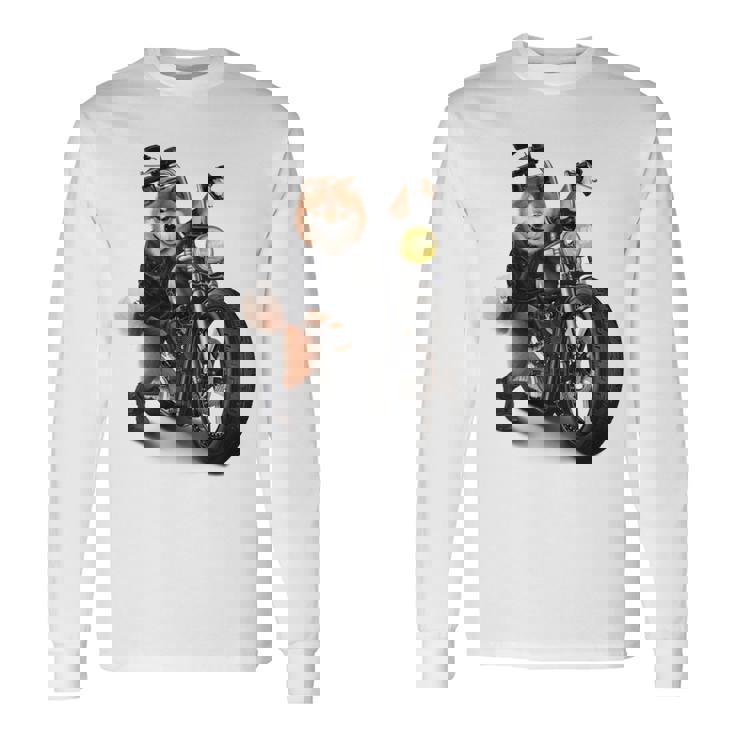 柴犬 いばけん 犬 バイク バイカー 長袖tシャツ 長袖Tシャツ