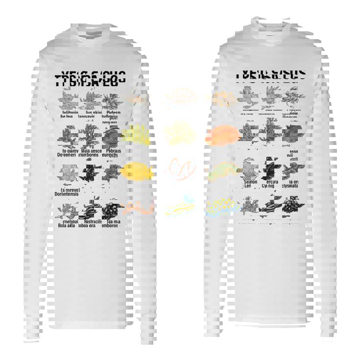 海洋ナメクジの種類科学海洋生物学チャート 長袖Tシャツ