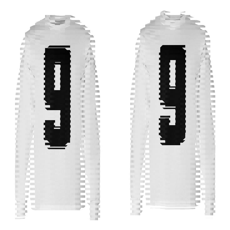 番号9 ナインスポーツジャージ 誕生日年齢 ラッキーナンバーブラック 長袖Tシャツ