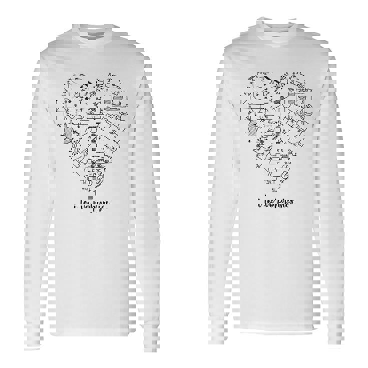 私は物理科学が大好きです数学グラフ数式方程式オタクオタク賢い学生教師 長袖Tシャツ