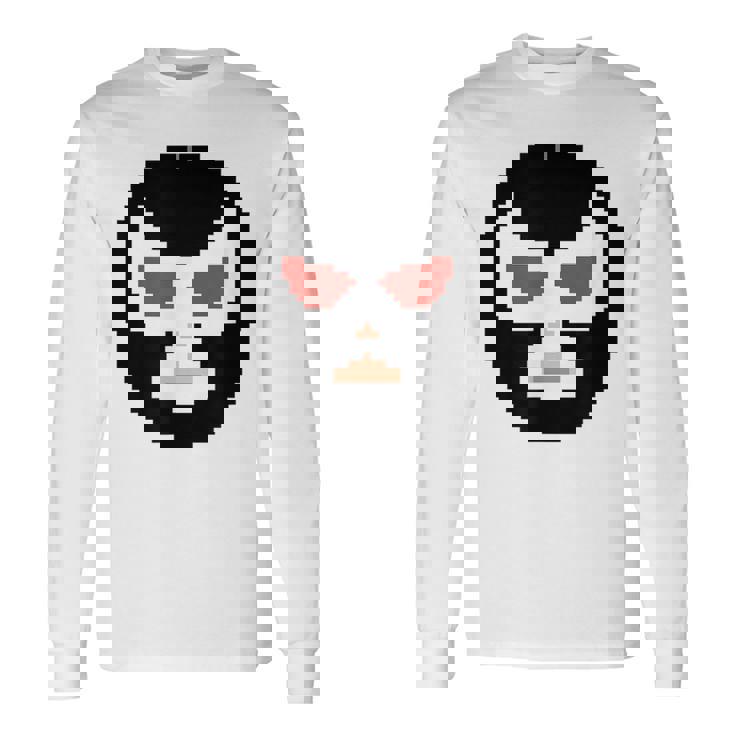 覆面レスラー マスク ピクセルアート ドット絵 怪人 プロレス 長袖Tシャツ