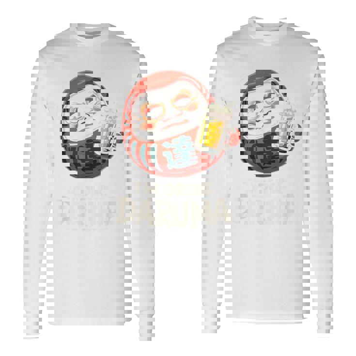 酔っぱらい だるま 日本の漢字 お土産 ビール アート 日本 ユーモア 長袖Tシャツ