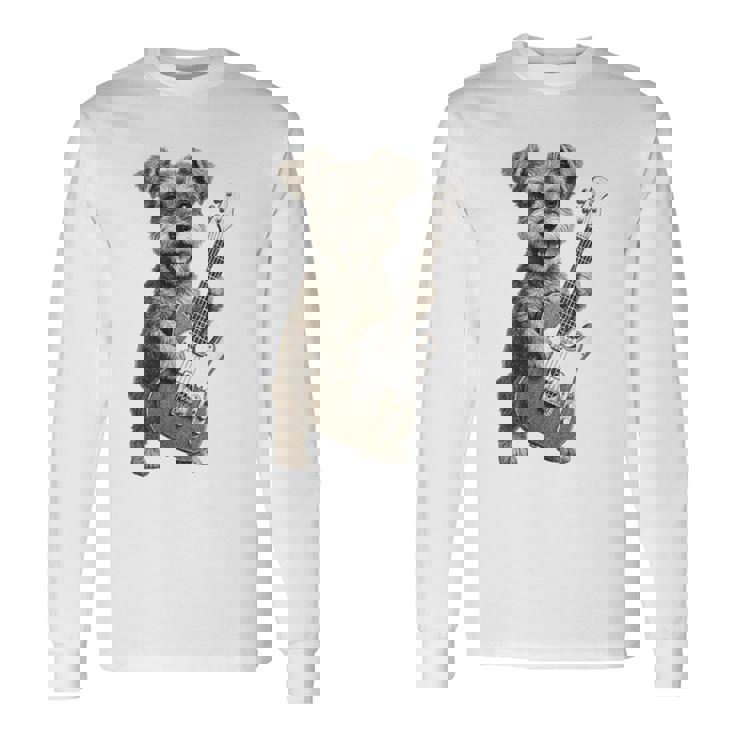 面白いtシャツ シュナウザー 犬 ギター イヌ メンズ 犬好き グッズ かわいい おもしろ 面白い 服 ネタ 長袖Tシャツ ギフトのアイデア