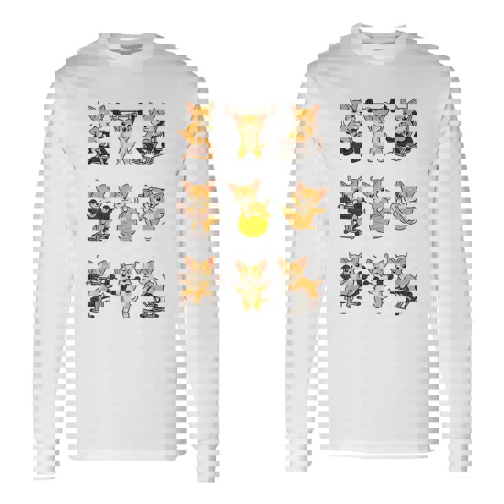 面白いtシャツ 犬 チワワ 筋トレ ジム イヌ グッズ かわいい おもしろtシャツ 面白い 服 ネタ 運動 長袖Tシャツ ギフトのアイデア