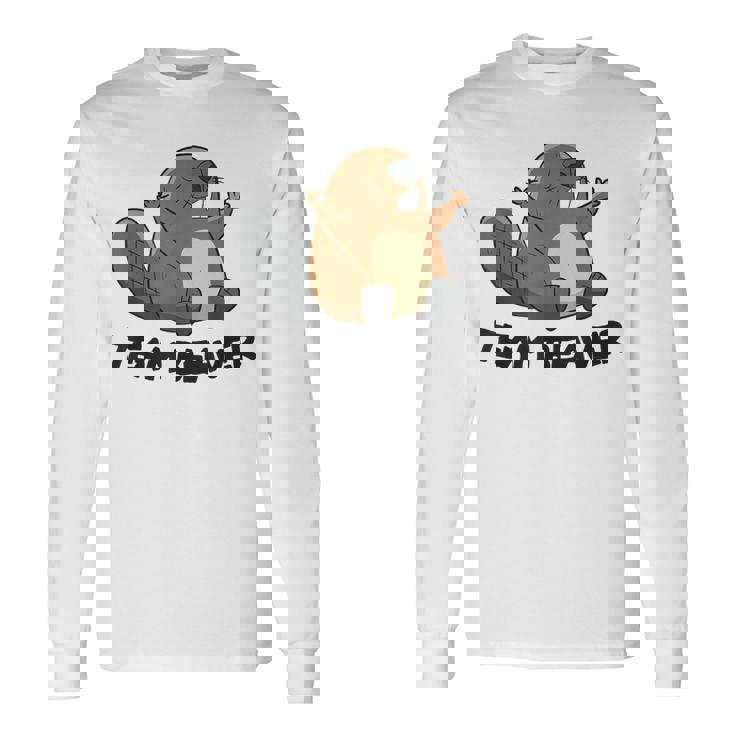 面白いビーバー分隊チームビーバー 長袖Tシャツ