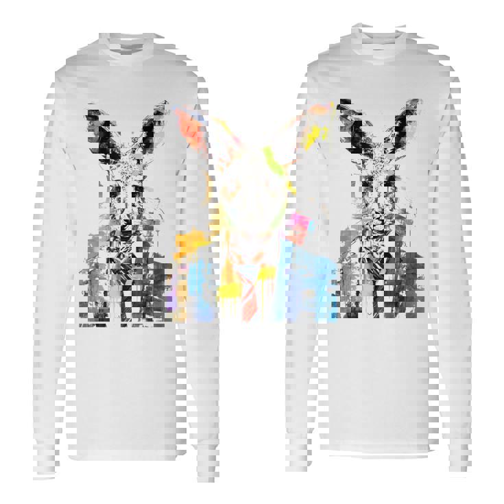 鮮やかなカンガルー、ネクタイ付き。 長袖Tシャツ