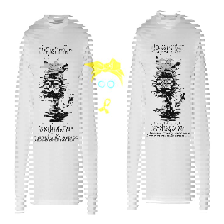 黒猫大丈夫だよ元気だ肉腫啓発 長袖Tシャツ