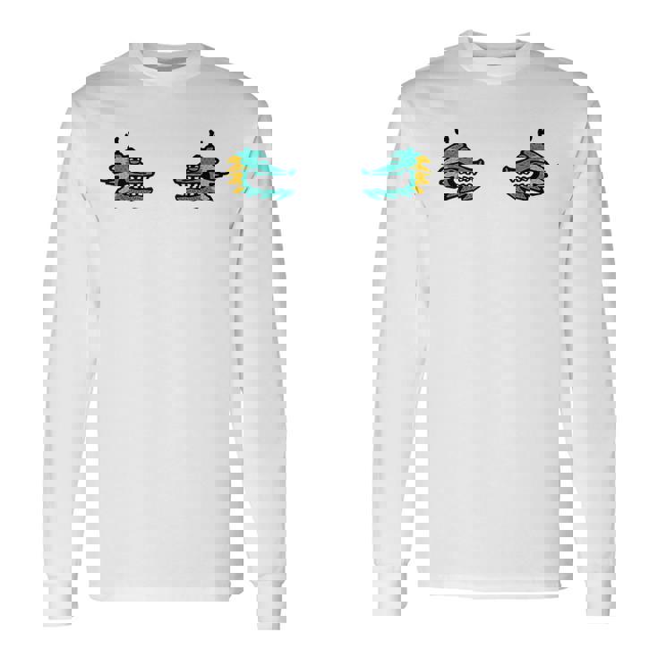 龍 ドラゴン 顔 対称 ポップアート 和風ユニークデザイン 長袖Tシャツ