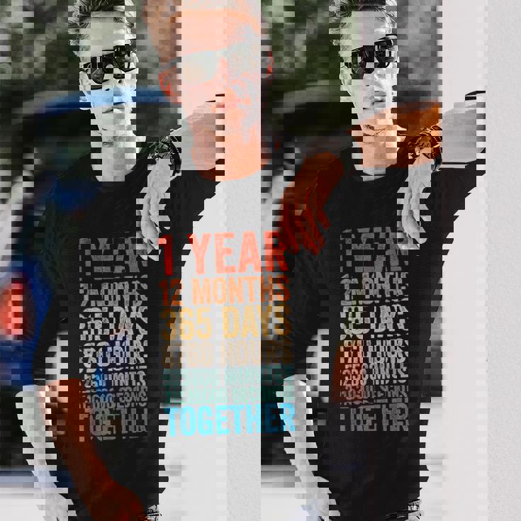 1年記念日 彼 彼女 カップル 1回目の結婚 長袖Tシャツ 彼への贈り物