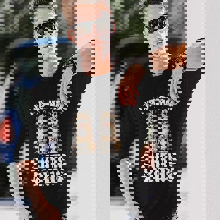 2 秋田犬前は普通だった 面白い秋田犬愛好家 長袖tシャツ 長袖Tシャツ 彼への贈り物