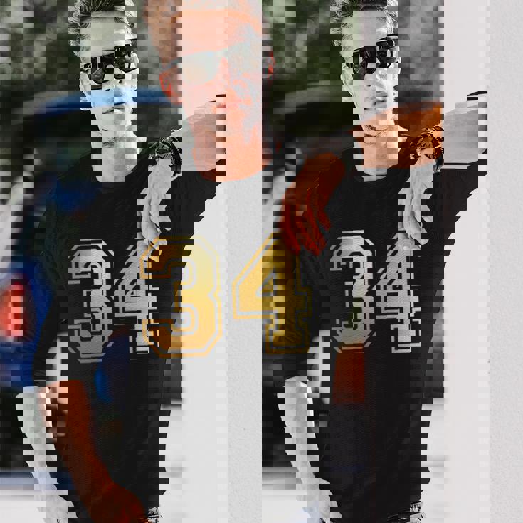 34 ナンバー34 チーム スポーツ グラフィック 代表チームのマッチング 長袖tシャツ 長袖Tシャツ 彼への贈り物