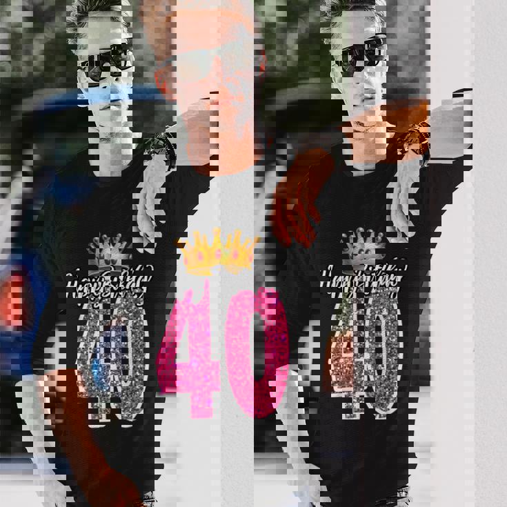 40歳 ハッピーバースデー キュート 40歳 誕生日 マッチング 長袖Tシャツ 彼への贈り物