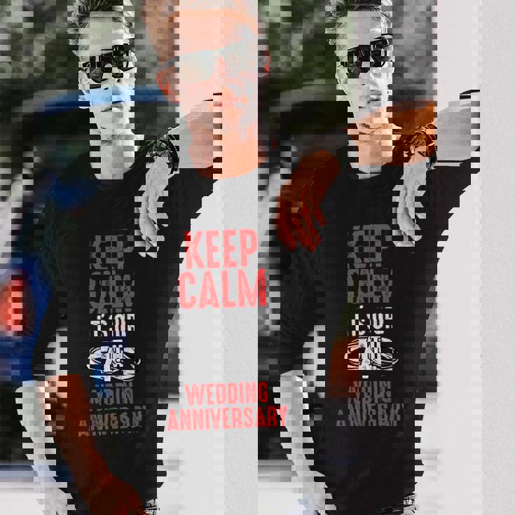 4年目の結婚記念日 夫 妻 カップル 結婚 長袖Tシャツ 彼への贈り物