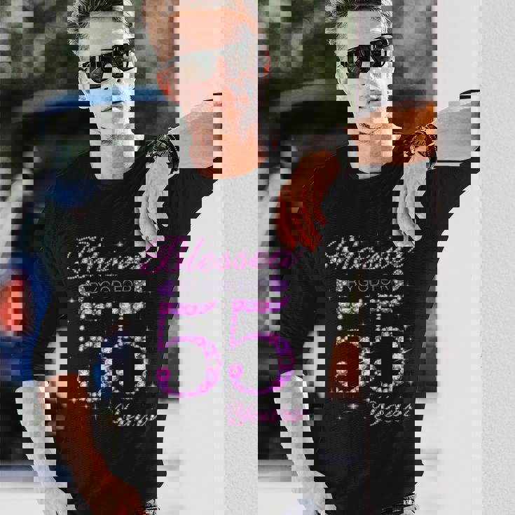 55歳の55歳の誕生日パーティーに神の祝福 長袖Tシャツ 彼への贈り物