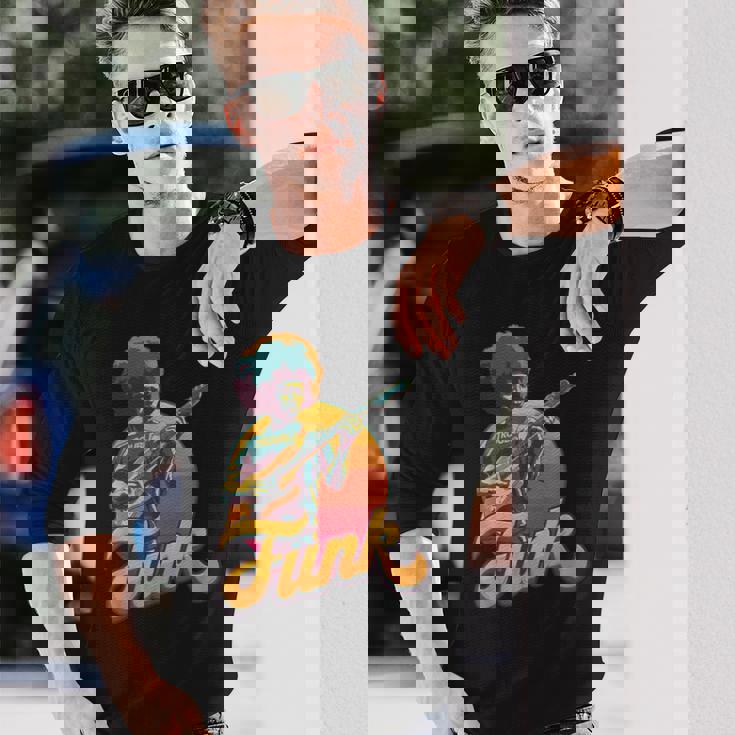 70年代レトロ・ファンク・アフロ・バンド・ギタリスト ジャズ・ファンク&ソウル 長袖Tシャツ 彼への贈り物