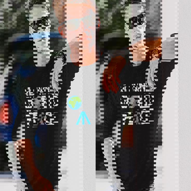 All I Want Is World Peace Earth Day 長袖Tシャツ 彼への贈り物