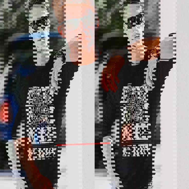 Angry Music Make Me Happy Heavy Metal Metalheads 長袖Tシャツ 彼への贈り物