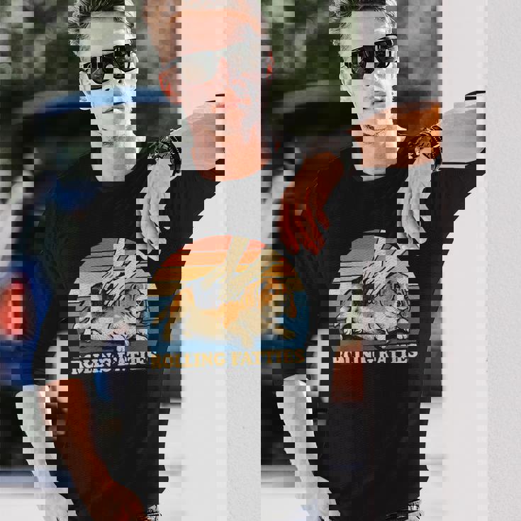 Beagle Rolling Fatties 駄洒落ジョーク 犬好き 長袖Tシャツ 彼への贈り物