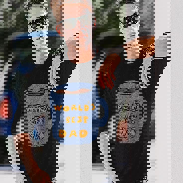 Best Daddy Worlds Best Dad Ever マグカップデザインポケット 長袖Tシャツ 彼への贈り物