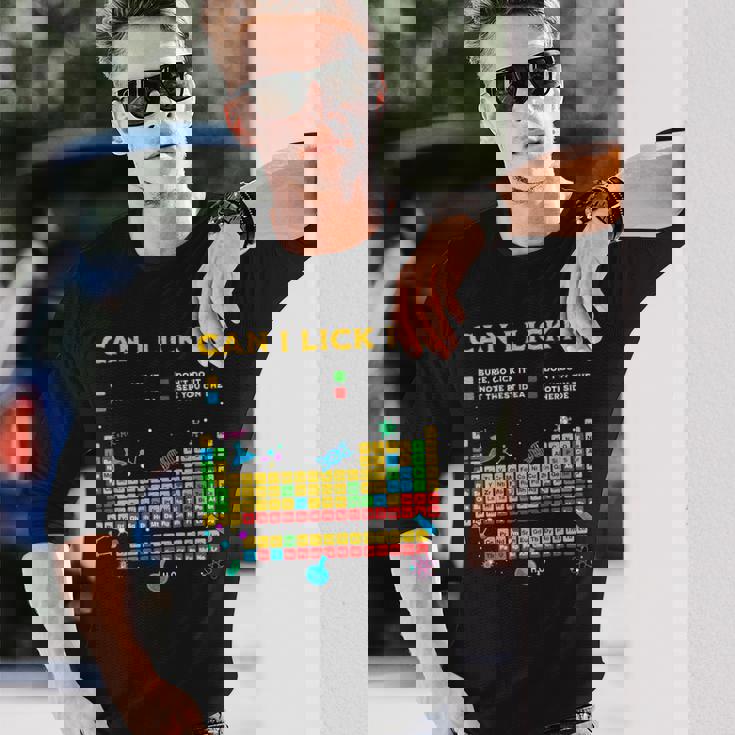 Can I Lick It 周期表 面白い 科学 先生 学生 長袖Tシャツ 彼への贈り物