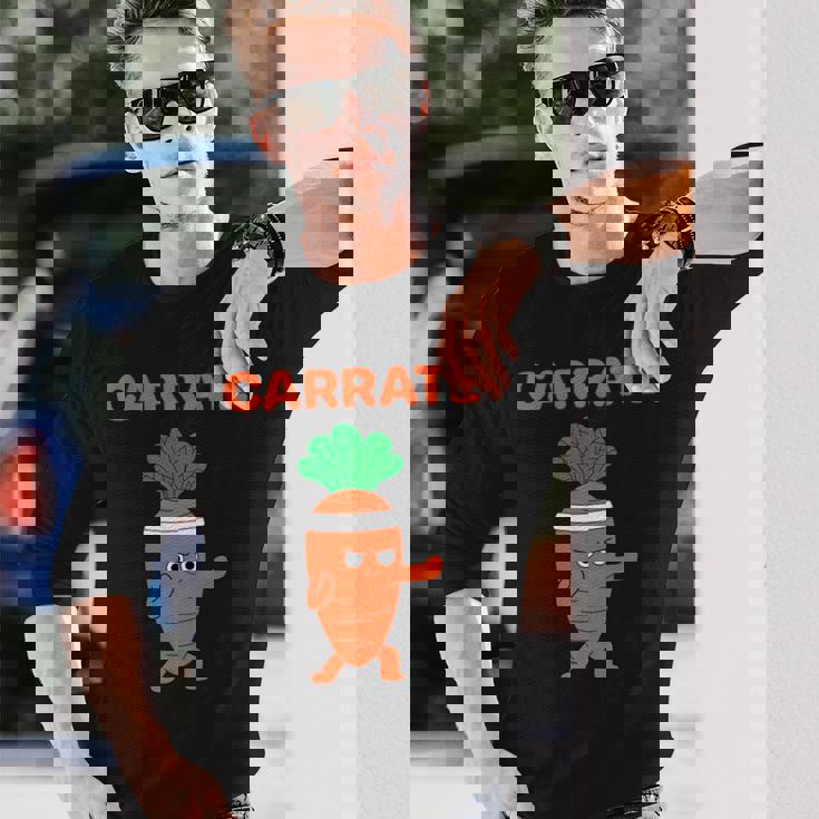 Carrate 空手キャロット かわいい＆面白いトレーニングダジャレ先生 長袖Tシャツ 彼への贈り物