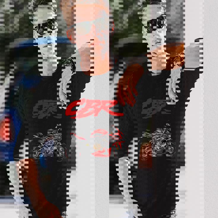 Cbr、オートバイ、オートバイ、ロードレース、バイカー、スポーツバイク、Cbr。 長袖Tシャツ 彼への贈り物