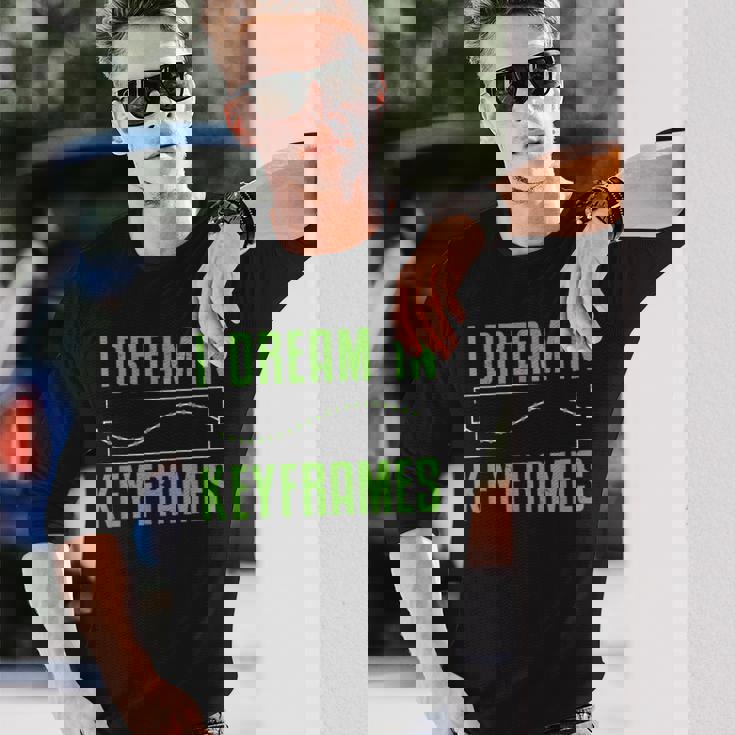 I Dream In Keyframes おもしろモーショングラフィックデザイナー アニメーター 長袖Tシャツ 彼への贈り物