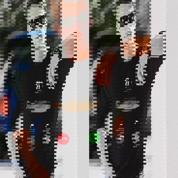 Fih Calling Accept Or Decline 面白い釣りミーム フィッシャーマン 長袖Tシャツ 彼への贈り物