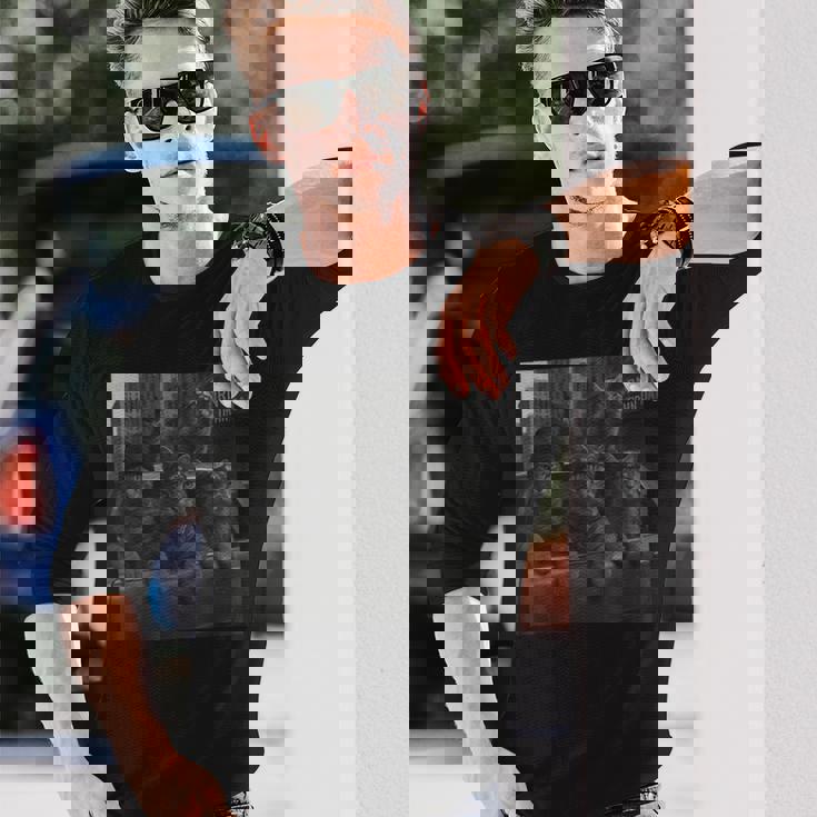 Cat Gang Memetreet 皮肉な猫ギャングスター 長袖Tシャツ 彼への贈り物