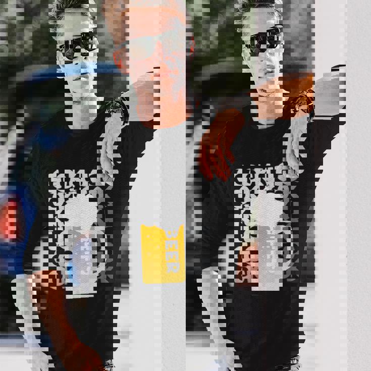 Gokugoku ビール 生ビール 泡 夏 居酒屋 仲間 楽しい 美味しい 爽快 メンズ レディース 長袖Tシャツ 彼への贈り物