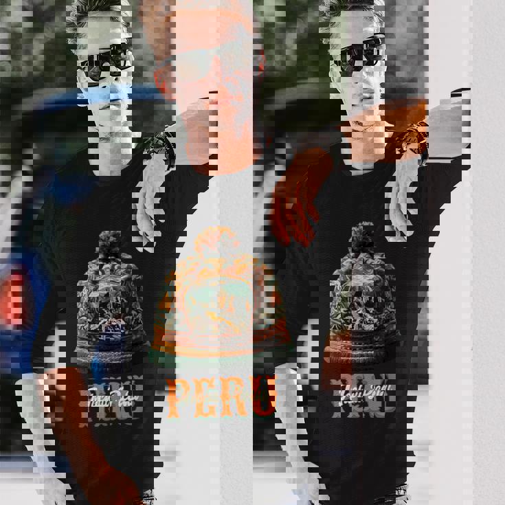 Grafico マルチカラー Chullo Peruano Machu Pichu 長袖Tシャツ 彼への贈り物