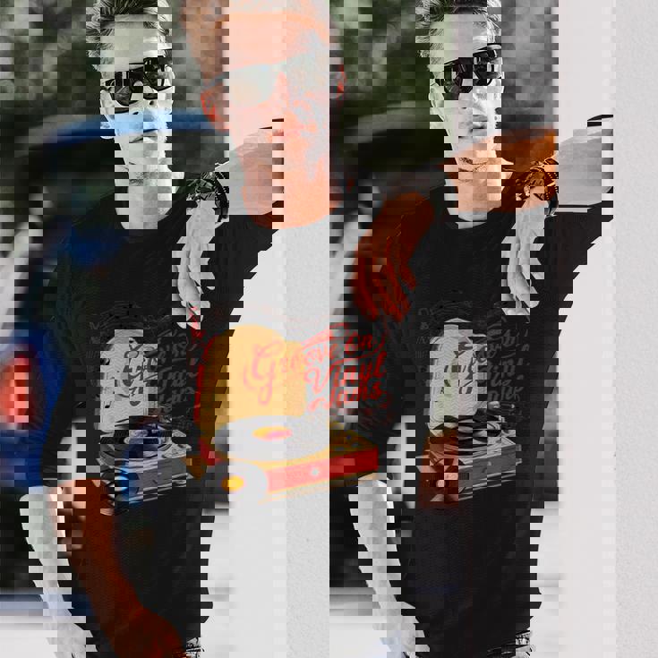 Groove On レトロビニールジャム、レトロビニールレコード 長袖Tシャツ 彼への贈り物