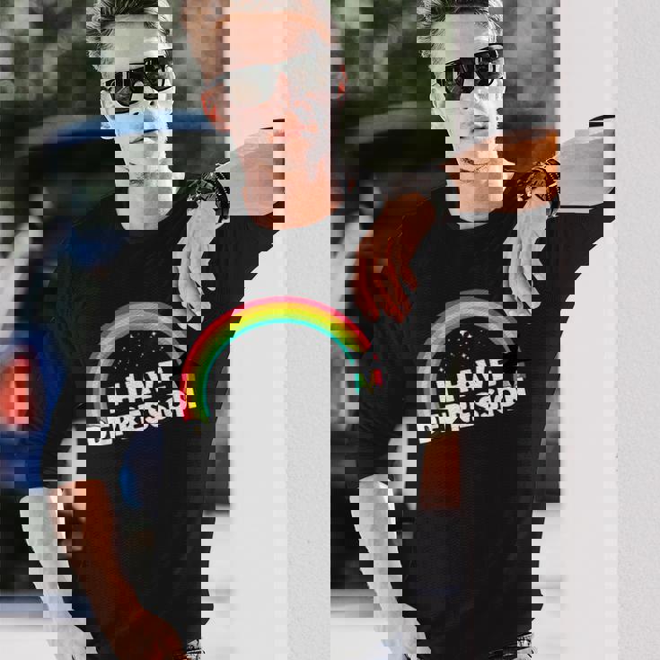 I Have Depression 面白いメンタルヘルスリマインダーギフト 長袖Tシャツ 彼への贈り物