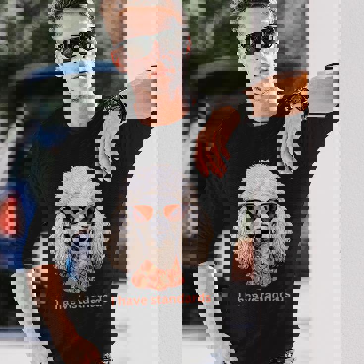 I Havetandardsファニースタンダードプードル愛好家デザイン 長袖Tシャツ 彼への贈り物