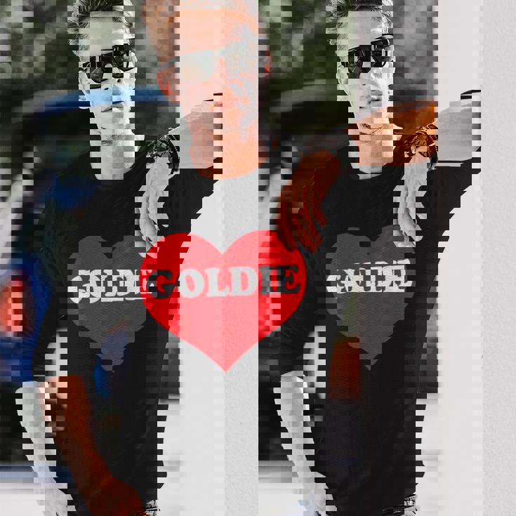 I Heart Goldie I Love Goldie カスタマイズ可 長袖Tシャツ 彼への贈り物