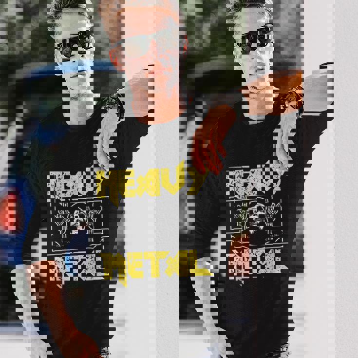 Heavy Metal Death Rock Keleton Horns Up ヘヴィメタル 長袖Tシャツ 彼への贈り物