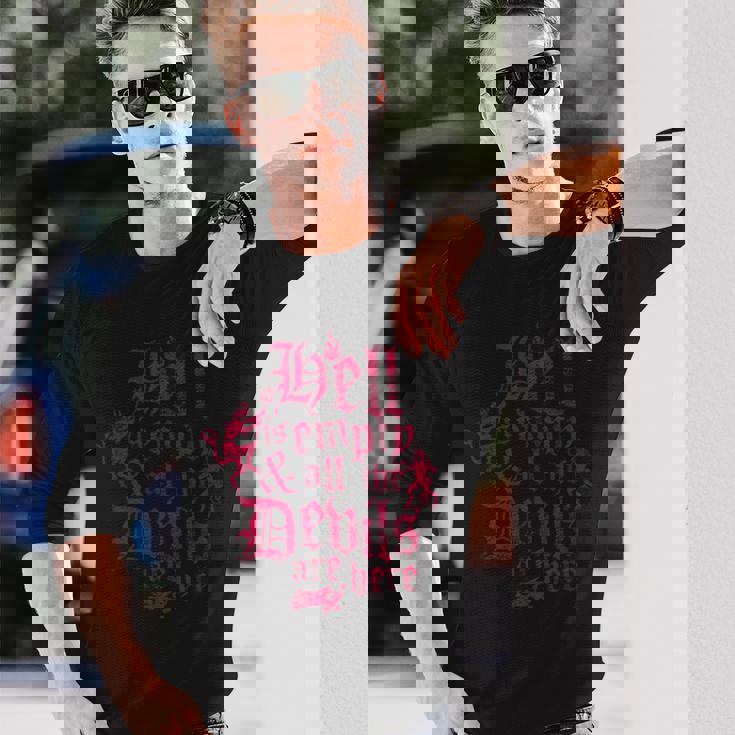 Hell Is Empty テンペスト ヴィンテージ アンティーク調 ゴシック シェイクスピア 長袖Tシャツ 彼への贈り物