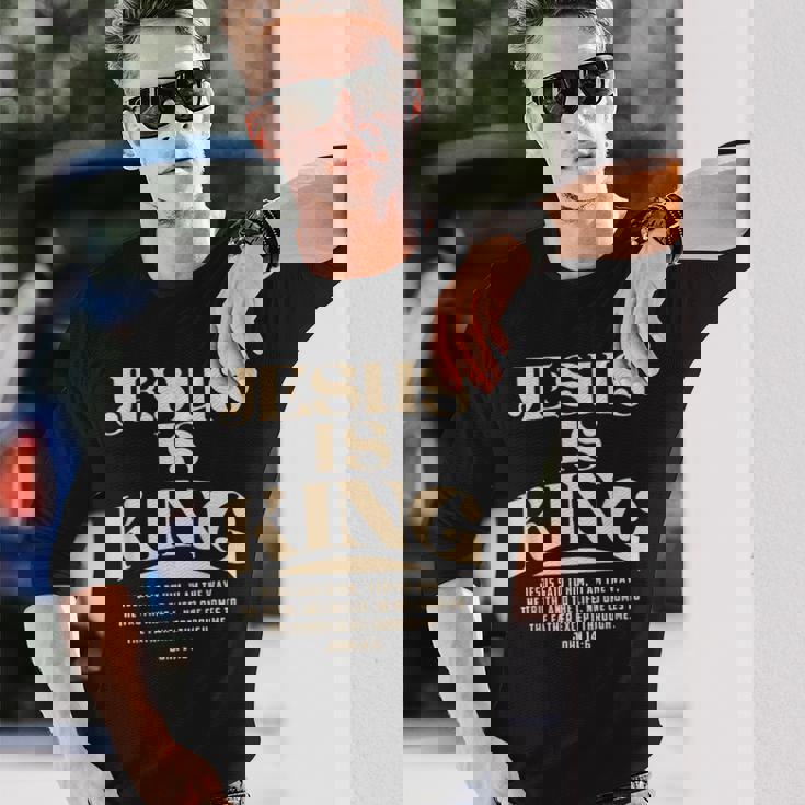 Jesus Is King Bibleerse John 14 長袖Tシャツ 彼への贈り物