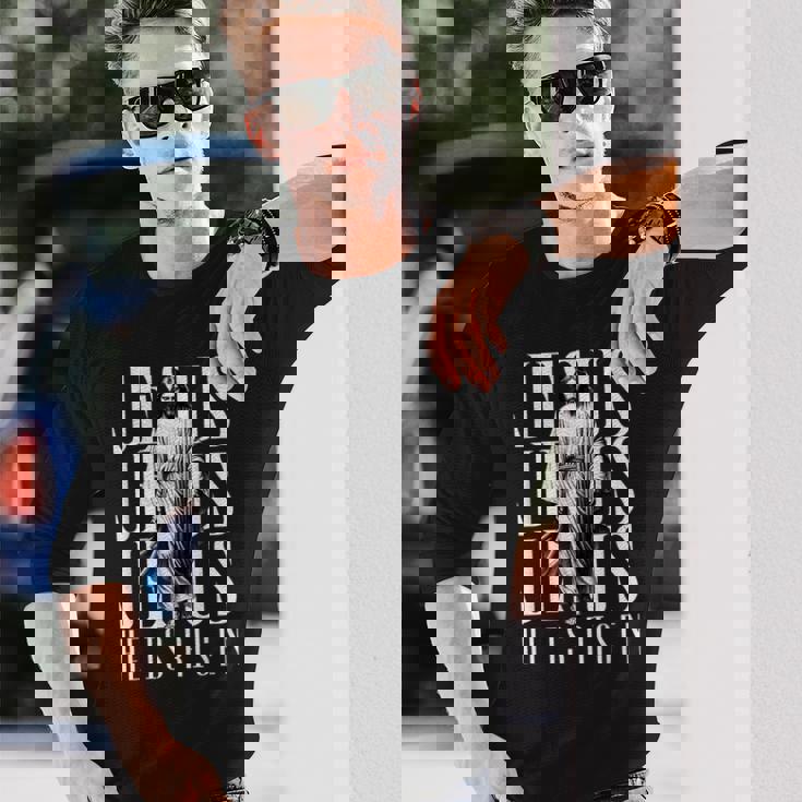 Jesus He Is Risen クリスチャン 復活 救世主 信仰 イースター 長袖Tシャツ 彼への贈り物