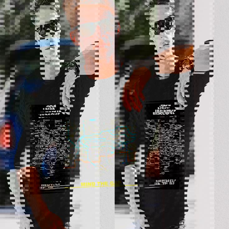 London Underground Mind The Gap Map England Uk 電車管 長袖Tシャツ 彼への贈り物