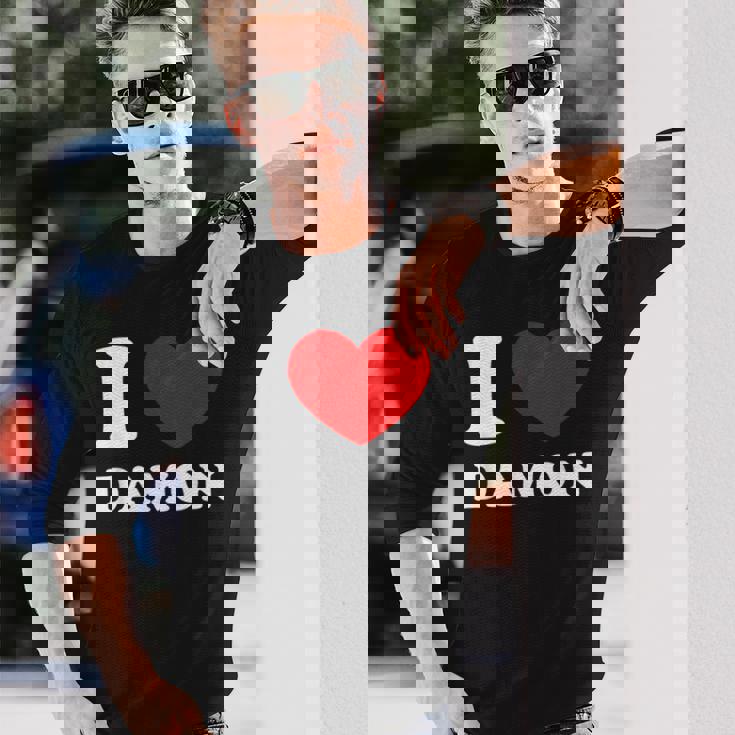 I Love Damon I Heart Damon 面白い名前 Damon 長袖Tシャツ 彼への贈り物