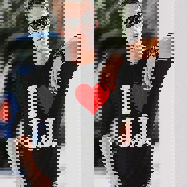 I Love Heart JJ Jj J J イニシャル 長袖Tシャツ 彼への贈り物