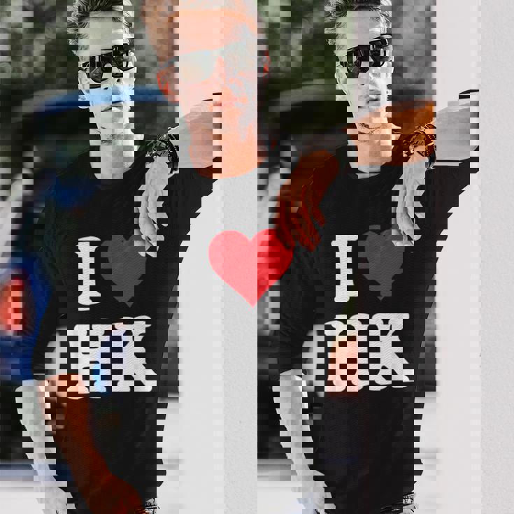 I Love Hk Initials I Heart HK First Last Name H K 長袖Tシャツ 彼への贈り物