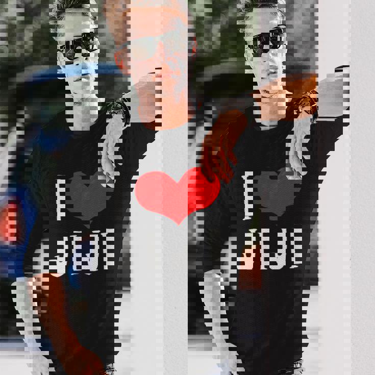 I Love Jiji 愛 ハート じーじ じいじ おじいさん 父の日 家族 家族写真 記念写真 おもしろ かわいい 長袖Tシャツ 彼への贈り物