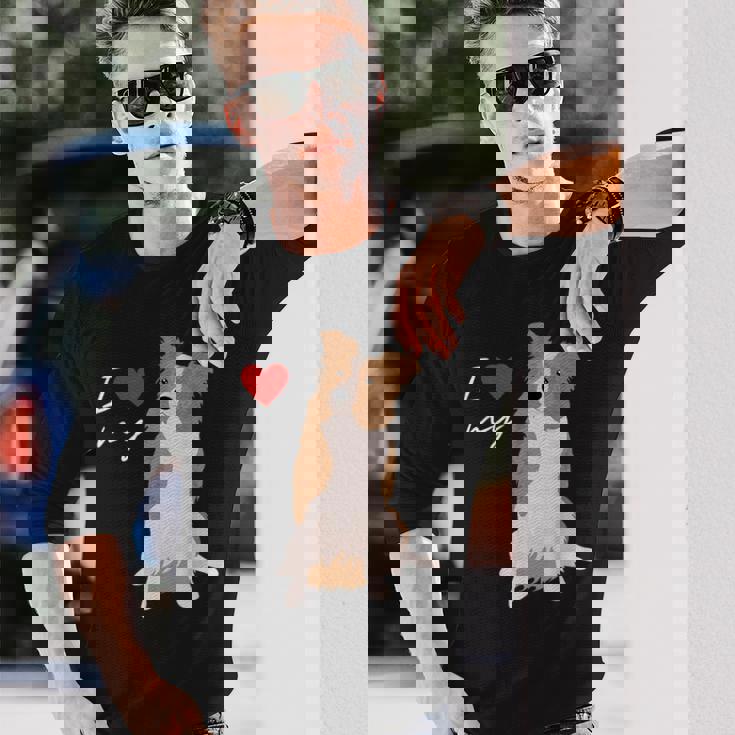 I Love My & Red Merle ボーダーコリー ドッグラバー。 長袖Tシャツ 彼への贈り物