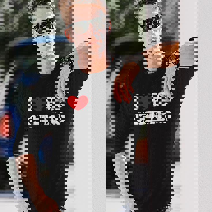 I Love My Chieko 私はチエコを愛しています 長袖Tシャツ 彼への贈り物