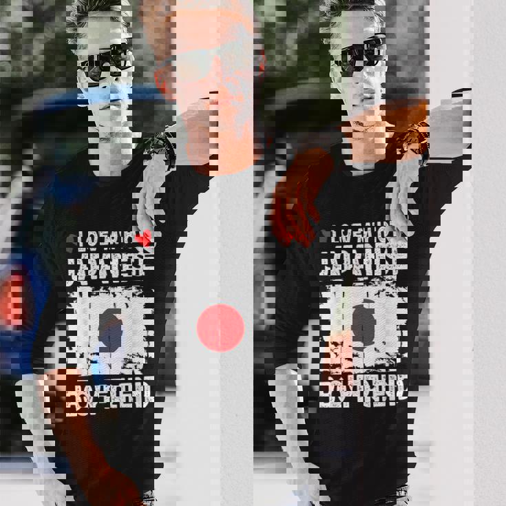 I Love My Hot Japanese Boyfriend Couple Japan Flag 長袖Tシャツ 彼への贈り物