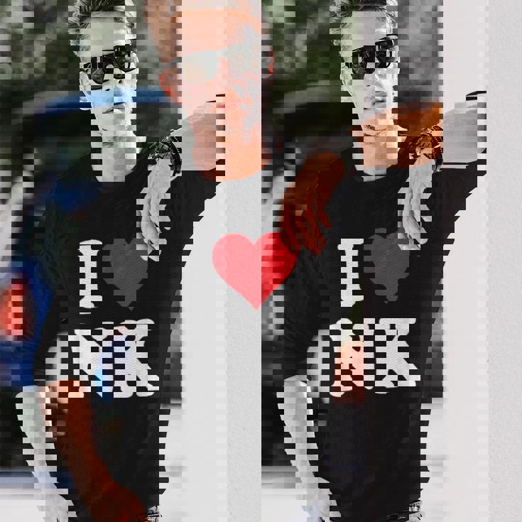 I Love Nk Initials I Heart NK First Last Name N K 長袖Tシャツ 彼への贈り物