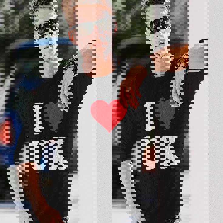 I Love Uk Initials I Heart UK First Last Name U K 長袖Tシャツ 彼への贈り物