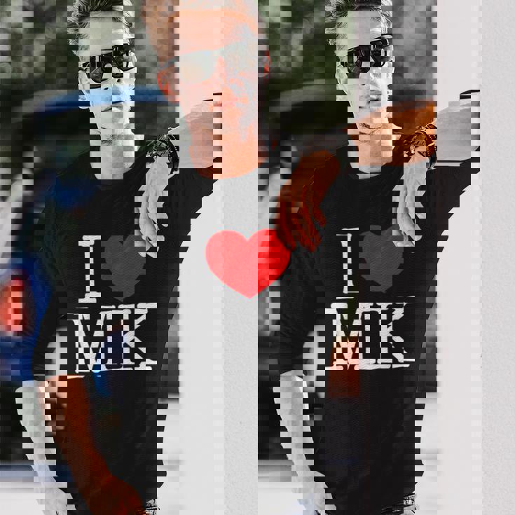 I Love ハート Mk 長袖Tシャツ 彼への贈り物